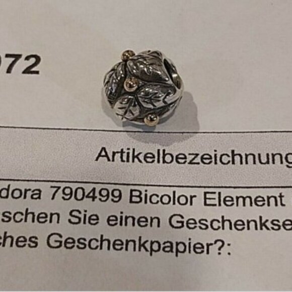 Authentic PANDORA *RETIRED* & RARE SS w/14K Gold Christmas Holly 790499 - Picture 8 of 10